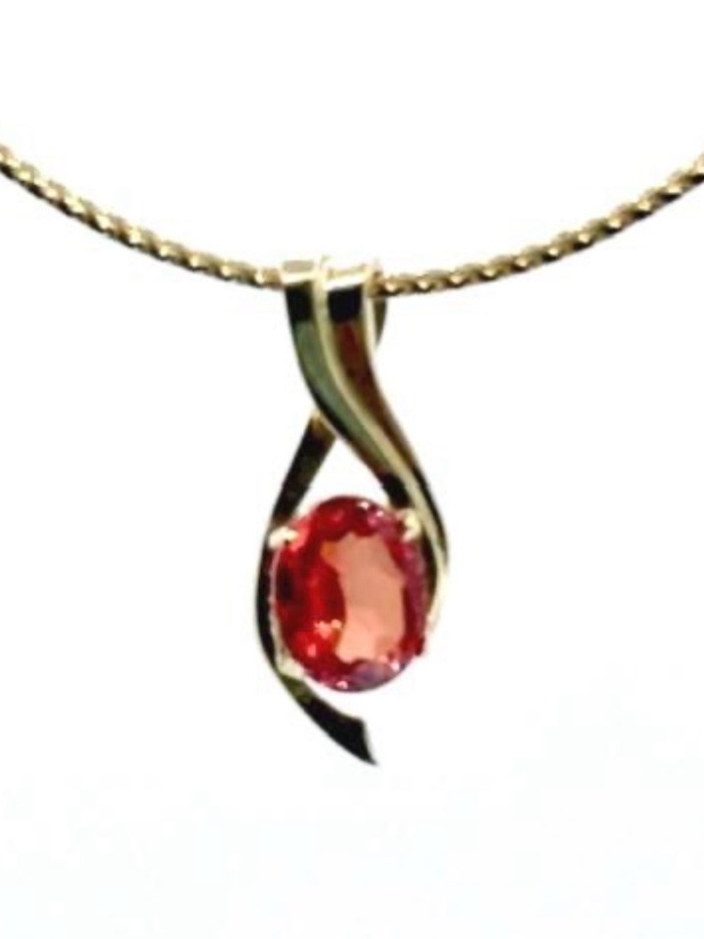 Large 10k Gold Orange Sapphire Slide Pendant